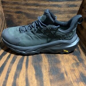 HOKA Kaha 2 Low GTX Gore-Tex Mens Hiking Trail Shoes, Black Leather, Pick Sz 9.5